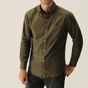 Buck Mason Skyline Cotton Poplin One Pocket Button Down Dark Olive Weekends Men